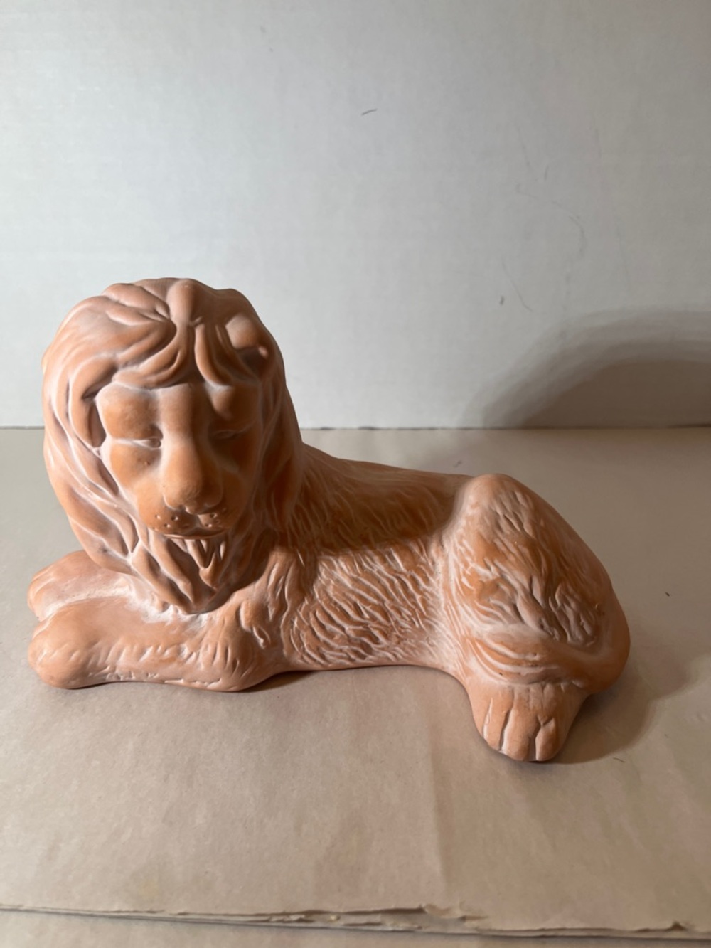 Terracotta Lion Sculpture - Peach Decorative Home Art